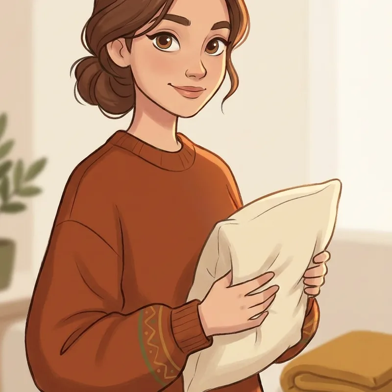 Lyusya doing chores around the house
